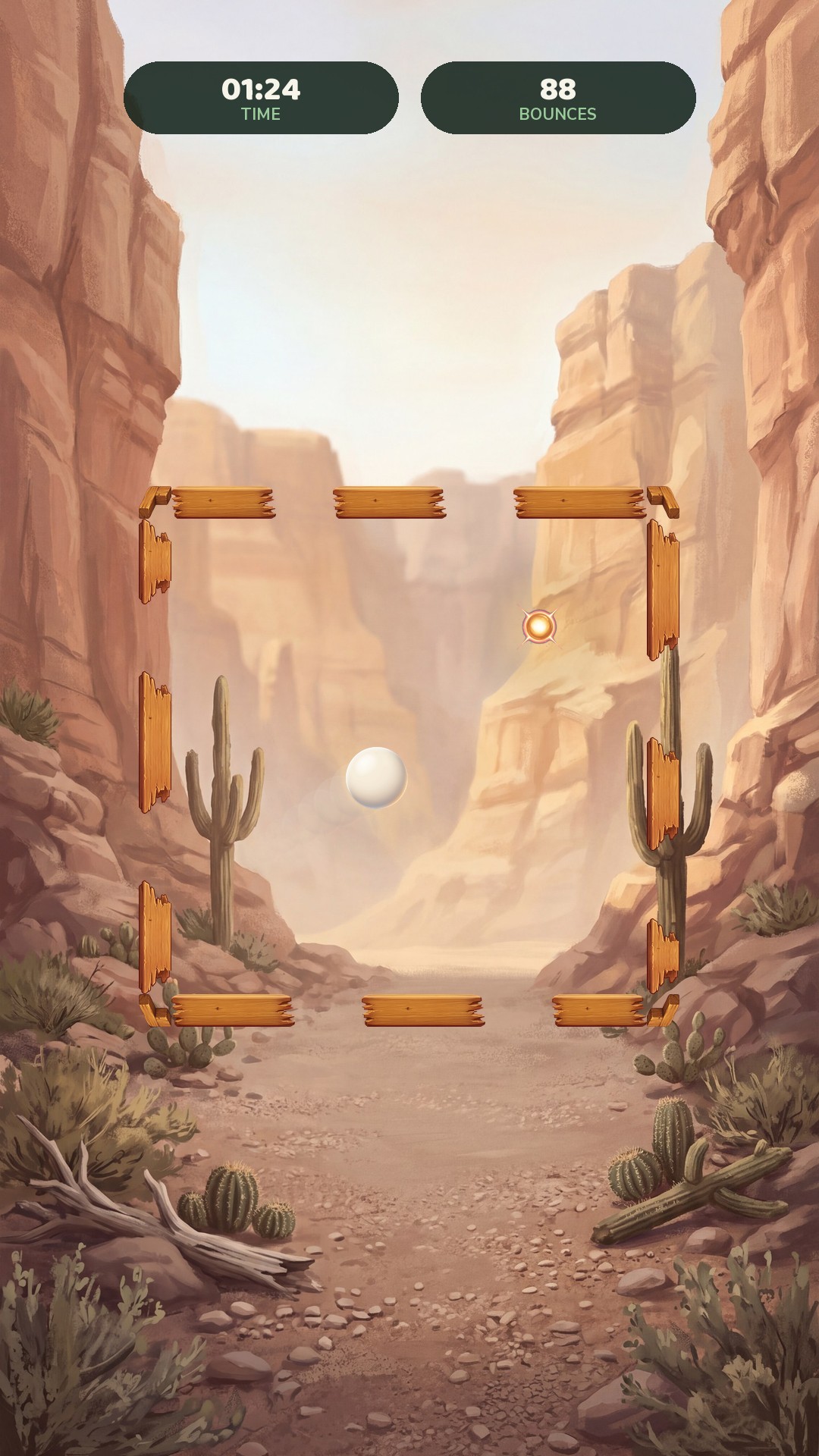 The desert environment: a sunlit canyon with cactus and dry brush.